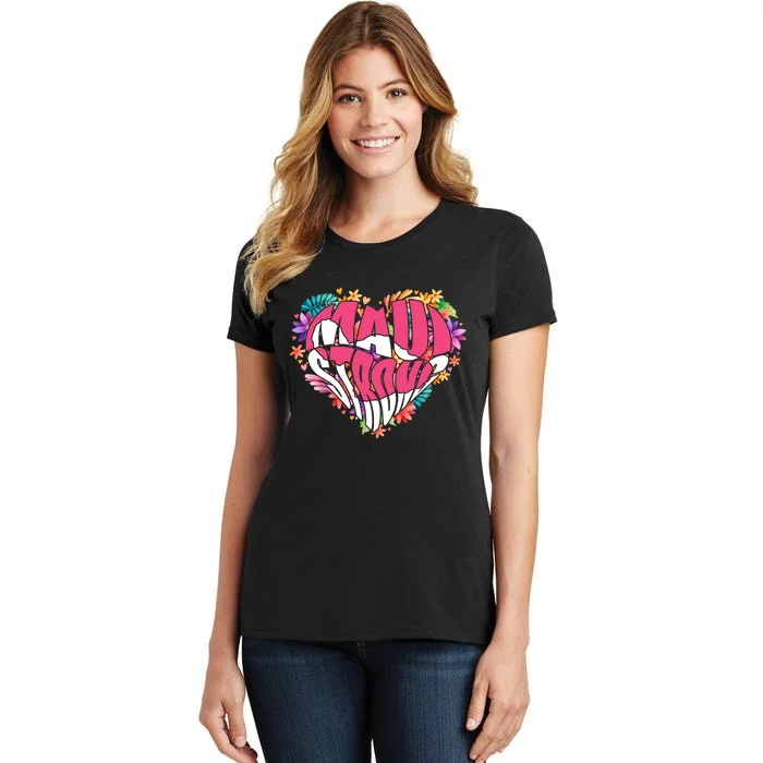 Love For Maui Hawaii Heart Flowers Ocean Beaches Women's T-Shirt