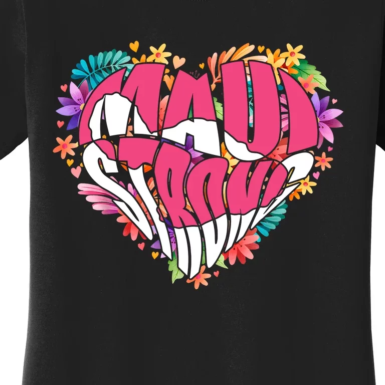 Love For Maui Hawaii Heart Flowers Ocean Beaches Women's T-Shirt