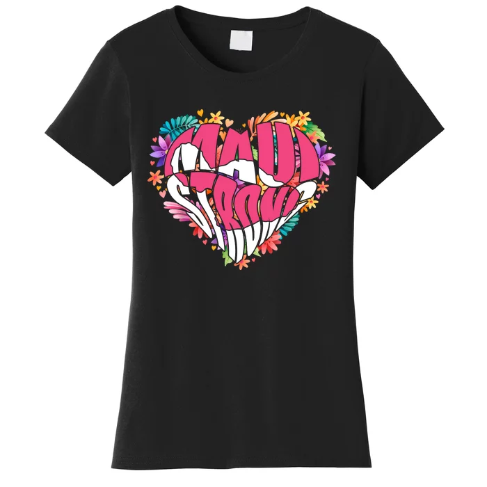 Love For Maui Hawaii Heart Flowers Ocean Beaches Women's T-Shirt