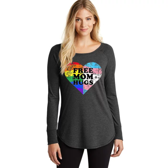 LGBT Free Mom Hugs Daisy Rainbow Heart LGBT Pride Month Women's Perfect Tri Tunic Long Sleeve Shirt