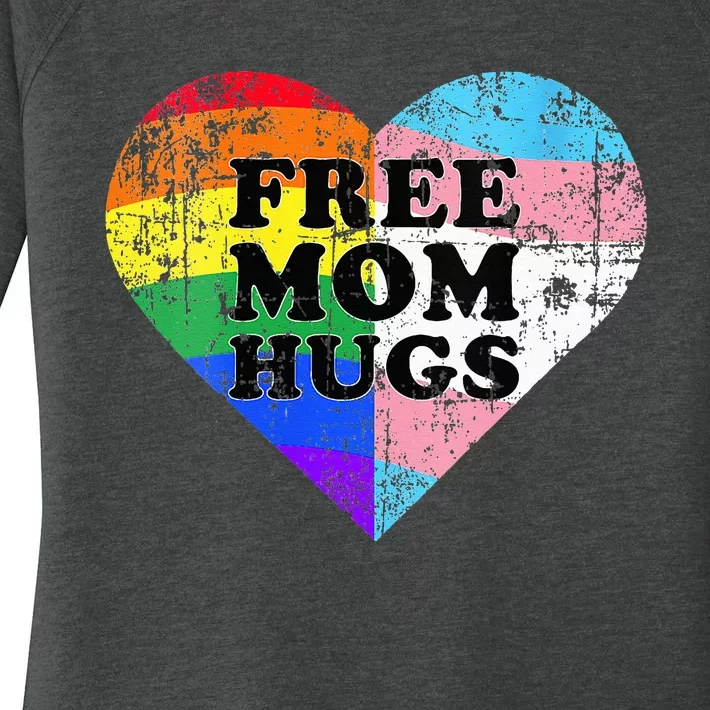 LGBT Free Mom Hugs Daisy Rainbow Heart LGBT Pride Month Women's Perfect Tri Tunic Long Sleeve Shirt