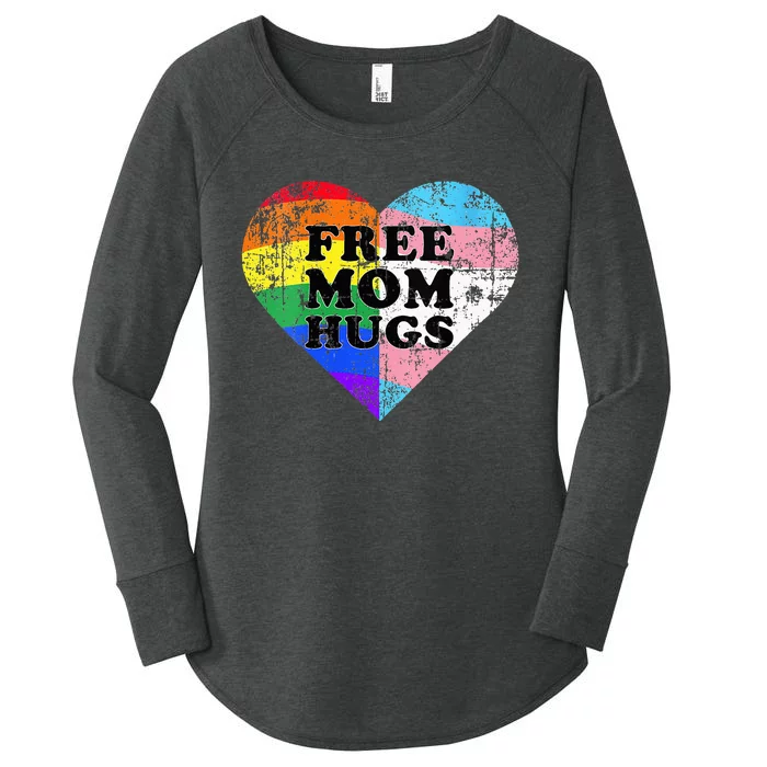 LGBT Free Mom Hugs Daisy Rainbow Heart LGBT Pride Month Women's Perfect Tri Tunic Long Sleeve Shirt