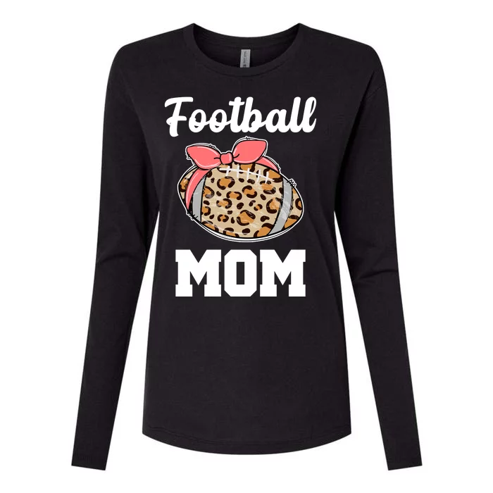 Leopard Football Mom Cute Gift Womens Cotton Relaxed Long Sleeve T-Shirt