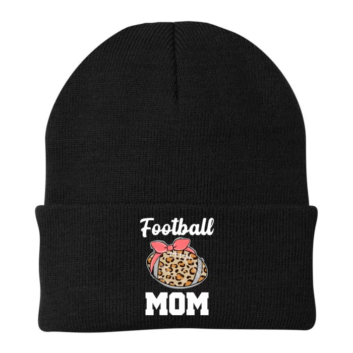 Leopard Football Mom Cute Gift Knit Cap Winter Beanie