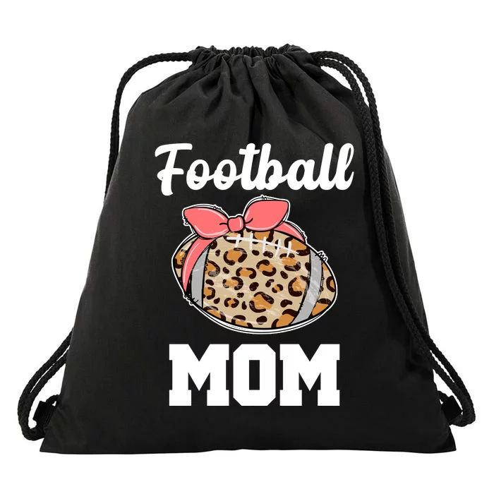 Leopard Football Mom Cute Gift Drawstring Bag