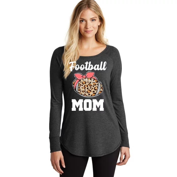 Leopard Football Mom Cute Gift Women's Perfect Tri Tunic Long Sleeve Shirt