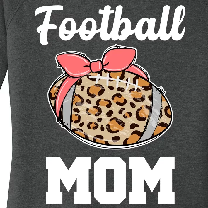 Leopard Football Mom Cute Gift Women's Perfect Tri Tunic Long Sleeve Shirt