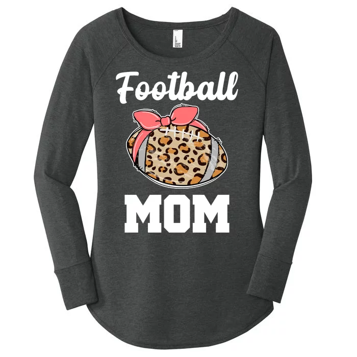 Leopard Football Mom Cute Gift Women's Perfect Tri Tunic Long Sleeve Shirt