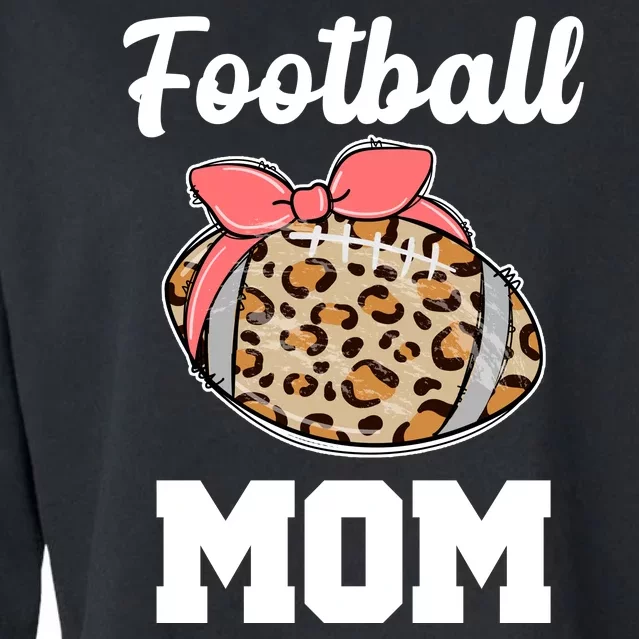 Leopard Football Mom Cute Gift Cropped Pullover Crew