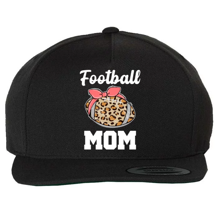 Leopard Football Mom Cute Gift Wool Snapback Cap