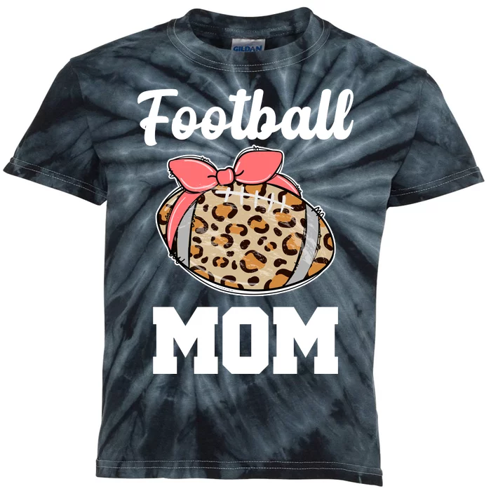 Leopard Football Mom Cute Gift Kids Tie-Dye T-Shirt