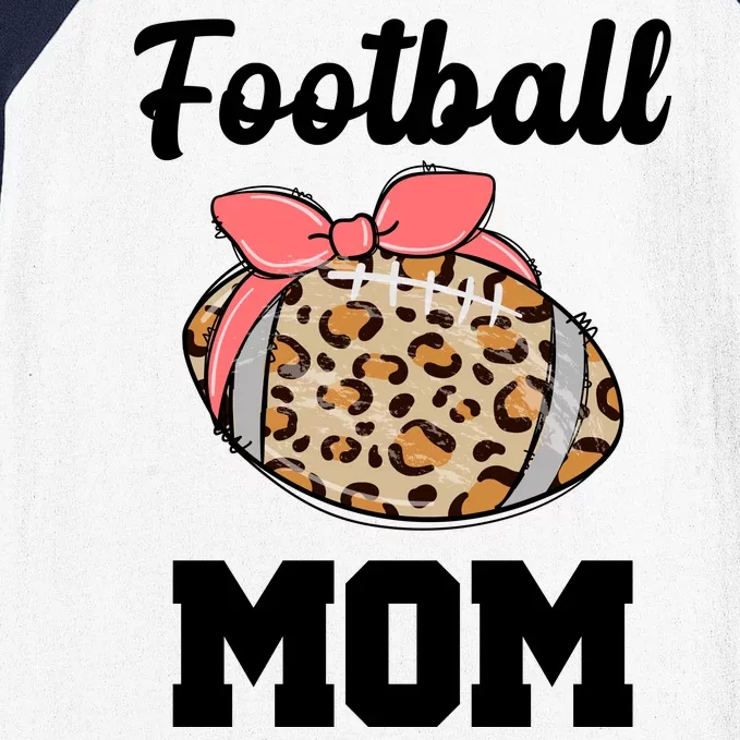 Leopard Football Mom Cute Gift Baseball Sleeve Shirt