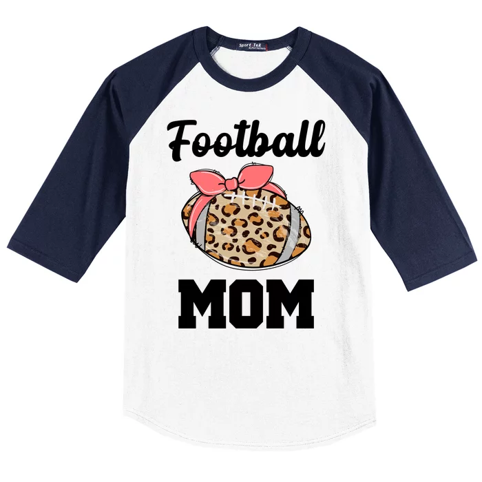 Leopard Football Mom Cute Gift Baseball Sleeve Shirt