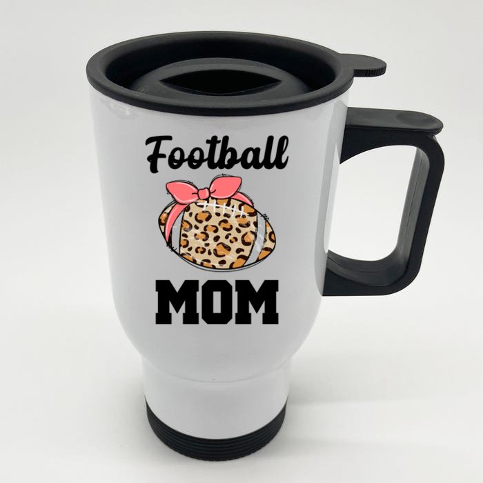 Leopard Football Mom Cute Gift Front & Back Stainless Steel Travel Mug