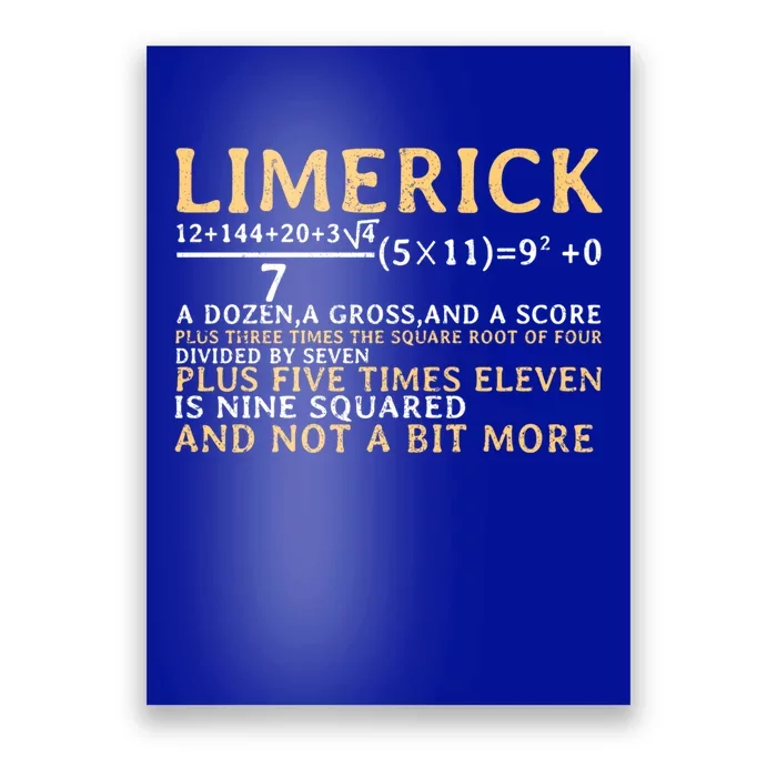 Limerick Funny Math Joke Mathematics Teacher Science Poem Gift Poster