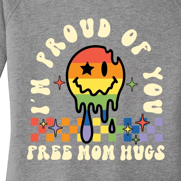 Lgbtq Free Mom Hugs Pride Month Lgbt Retro Groovy Great Gift Women's Perfect Tri Tunic Long Sleeve Shirt