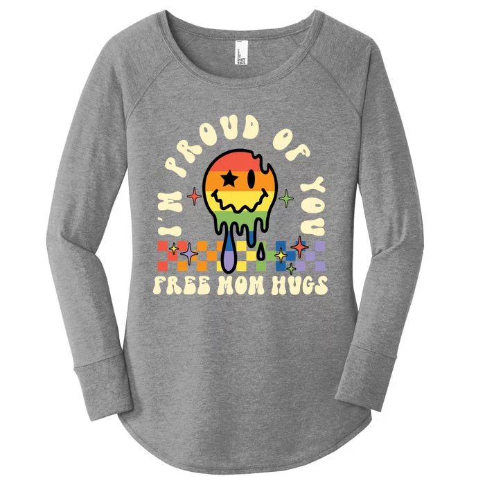 Lgbtq Free Mom Hugs Pride Month Lgbt Retro Groovy Great Gift Women's Perfect Tri Tunic Long Sleeve Shirt