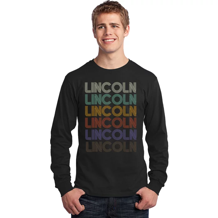 Lincoln First Name Retro Pattern Vintage Stylet Long Sleeve Shirt