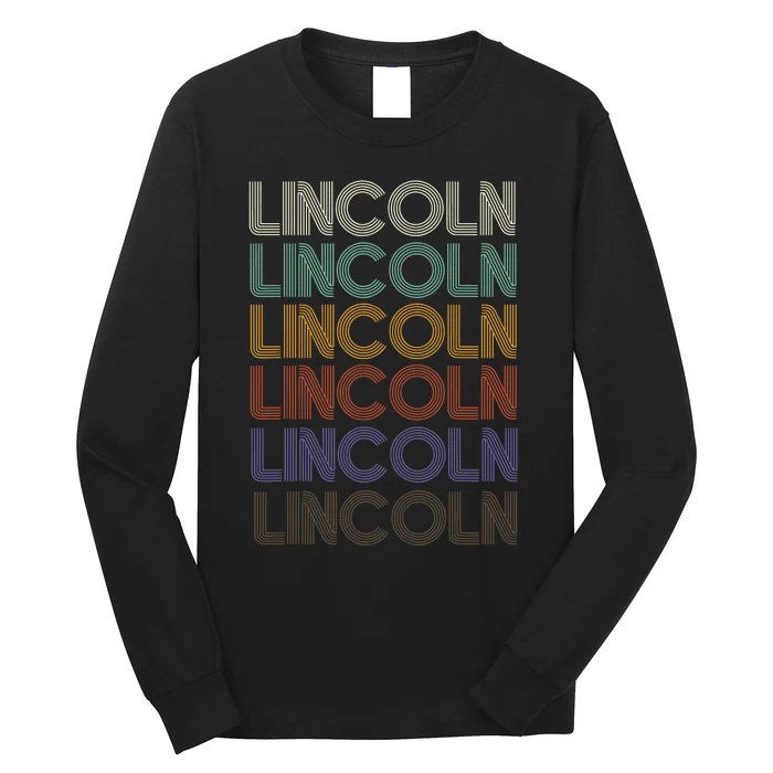 Lincoln First Name Retro Pattern Vintage Stylet Long Sleeve Shirt