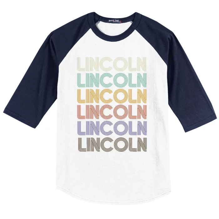 Lincoln First Name Retro Pattern Vintage Stylet Baseball Sleeve Shirt