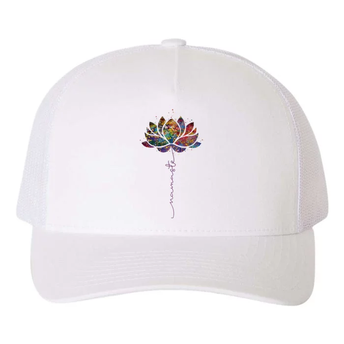 Lotus Flower Namaste Yoga Watercolor Meditation Zen Bohemian Yupoong Adult 5-Panel Trucker Hat