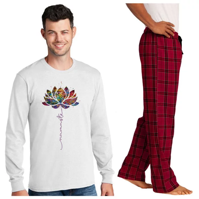 Lotus Flower Namaste Yoga Watercolor Meditation Zen Bohemian Long Sleeve Pajama Set