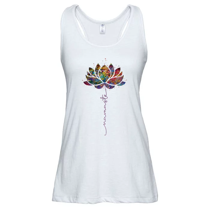 Lotus Flower Namaste Yoga Watercolor Meditation Zen Bohemian Ladies Essential Flowy Tank