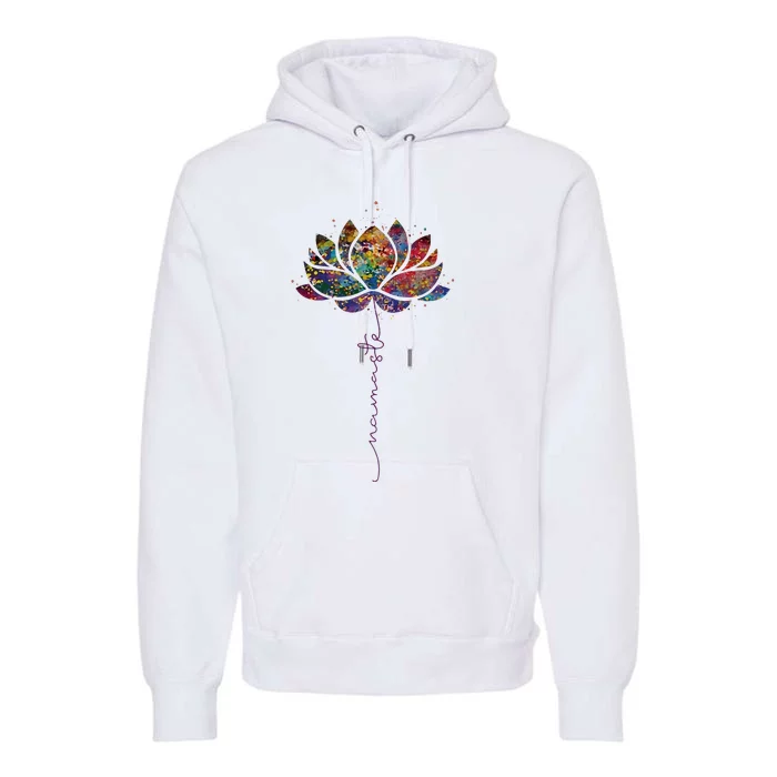 Lotus Flower Namaste Yoga Watercolor Meditation Zen Bohemian Premium Hoodie