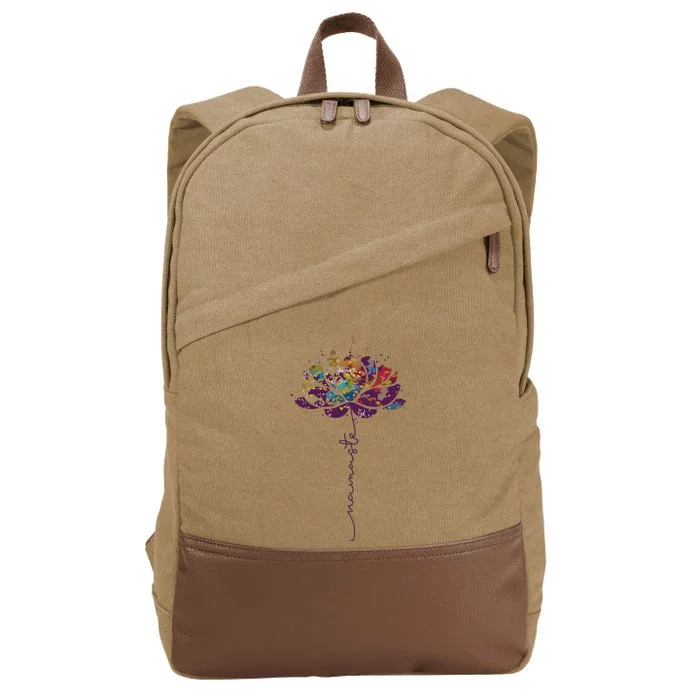 Lotus Flower Namaste Yoga Watercolor Meditation Zen Bohemian Cotton Canvas Backpack