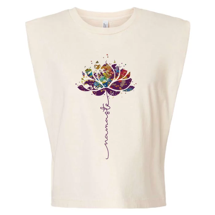 Lotus Flower Namaste Yoga Watercolor Meditation Zen Bohemian Garment-Dyed Women's Muscle Tee