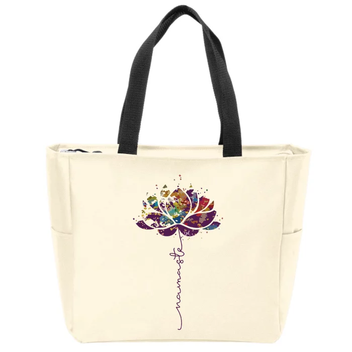 Lotus Flower Namaste Yoga Watercolor Meditation Zen Bohemian Zip Tote Bag