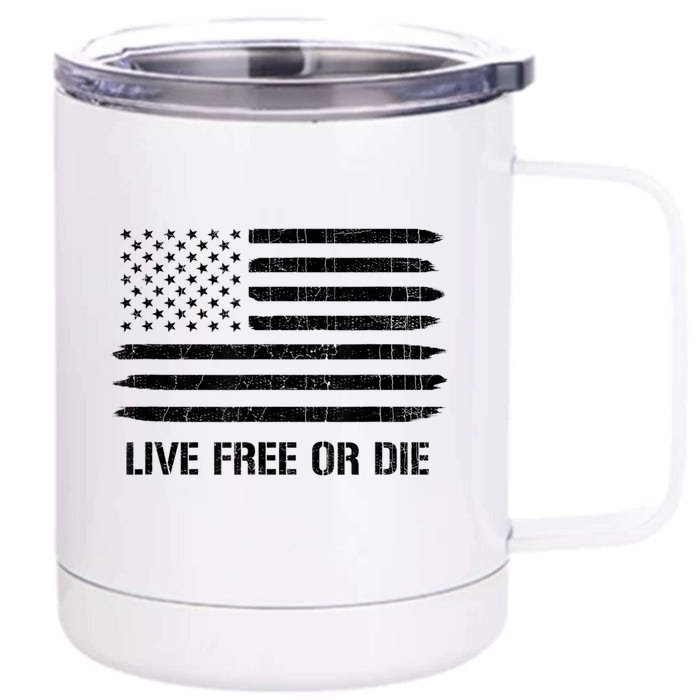 Live Free Or Die 2nd Amendment American Flag Front & Back 12oz Stainless Steel Tumbler Cup