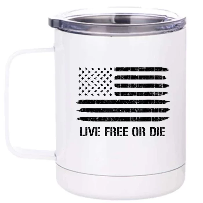 Live Free Or Die 2nd Amendment American Flag Front & Back 12oz Stainless Steel Tumbler Cup