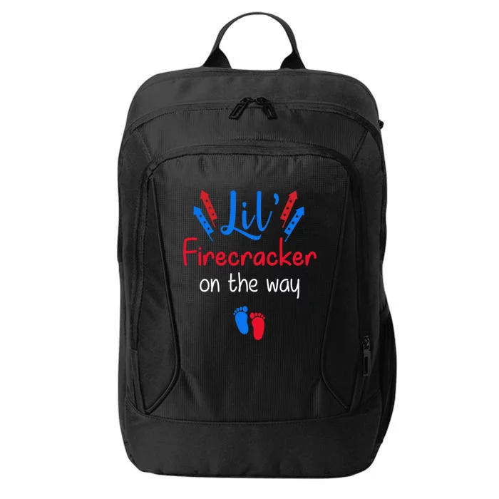 Lil Firecracker On The Way 4th Of July Pregnancy Gift City Backpack