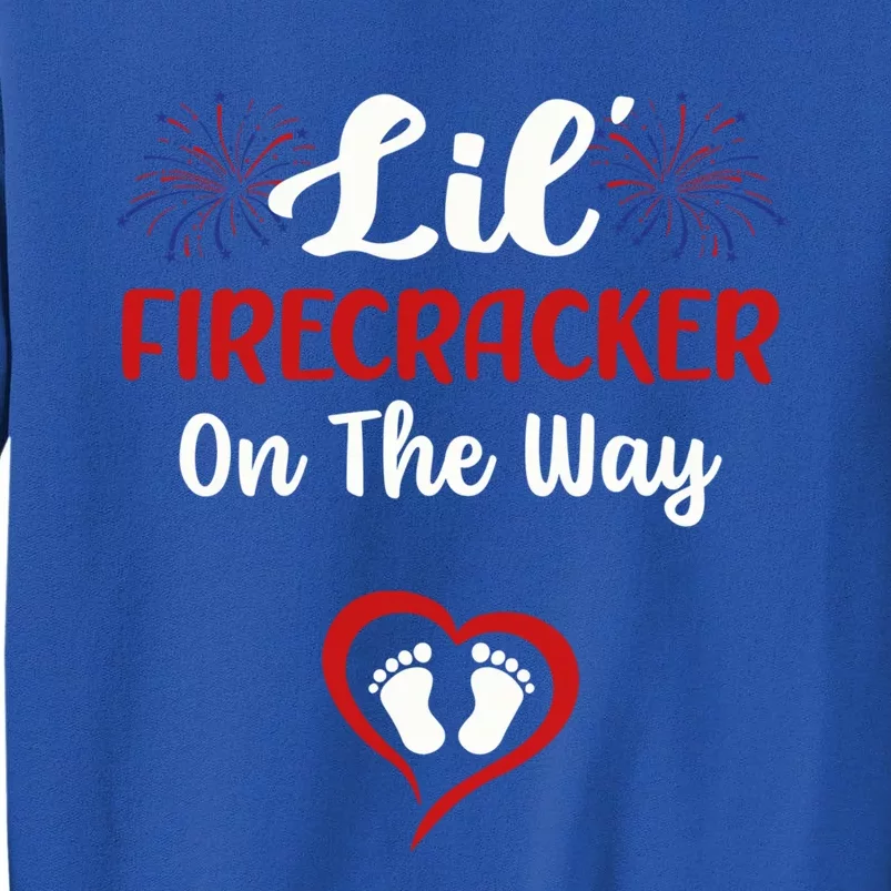 Lil Firecracker On The Way Funny 4th Of July Pregnancy Mom Cute Gift Tall Sweatshirt