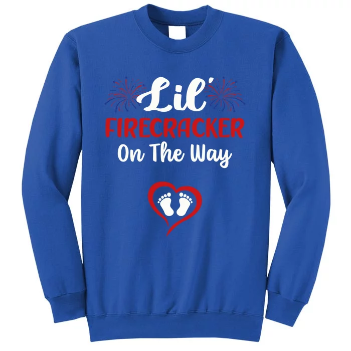 Lil Firecracker On The Way Funny 4th Of July Pregnancy Mom Cute Gift Tall Sweatshirt