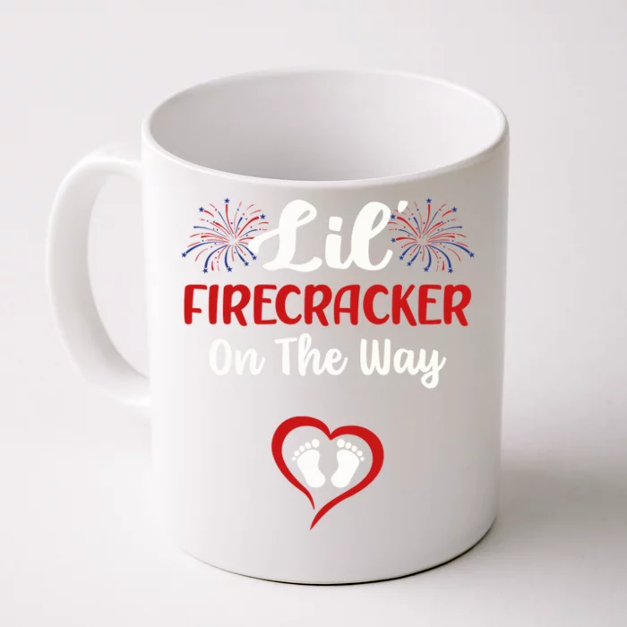 Lil Firecracker On The Way Funny 4th Of July Pregnancy Mom Cute Gift Front & Back Coffee Mug