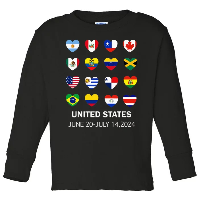 List Flag Of Countries In Copa United States Of America 2024 Toddler Long Sleeve Shirt