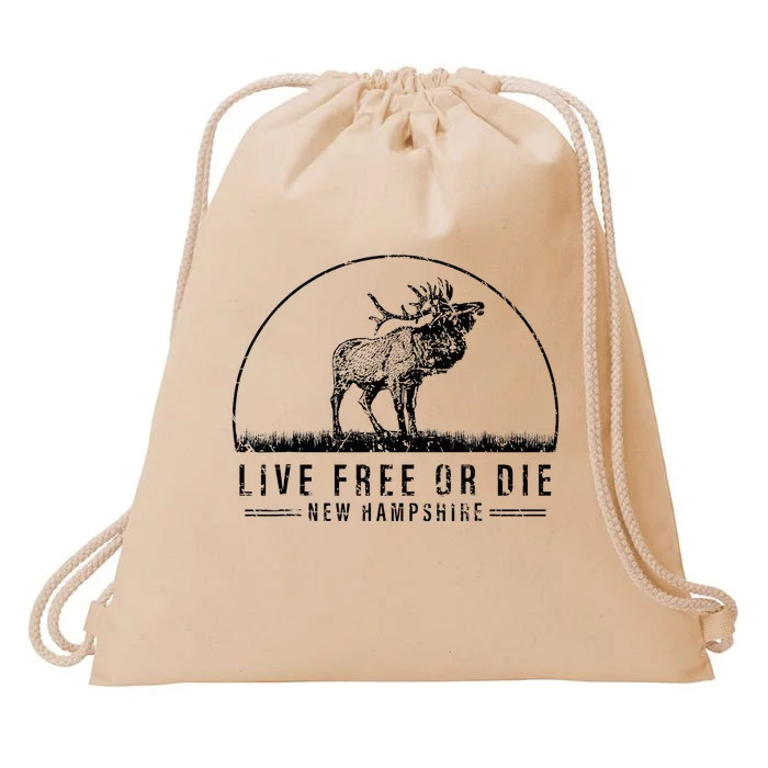 Live Free Or Die New Hampshire Nature Vintage Drawstring Bag