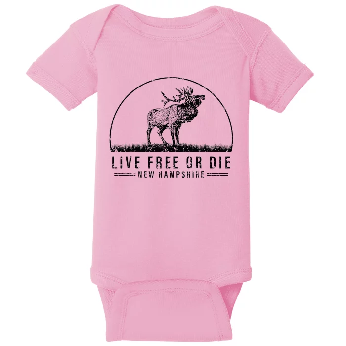 Live Free Or Die New Hampshire Nature Vintage Baby Bodysuit