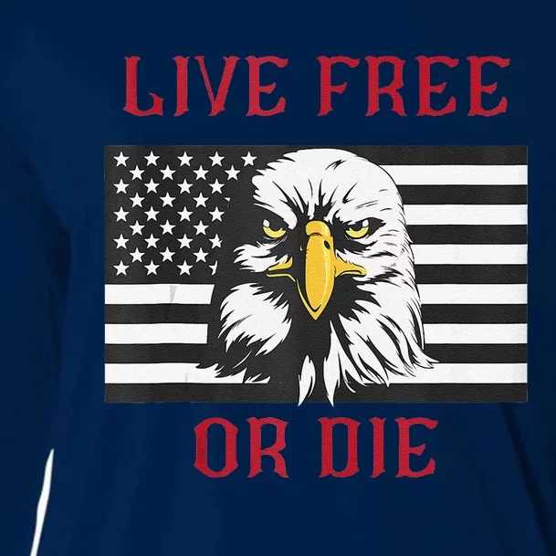 Live Free Or Die Bald Eagle American Flag Cooling Performance Long Sleeve Crew