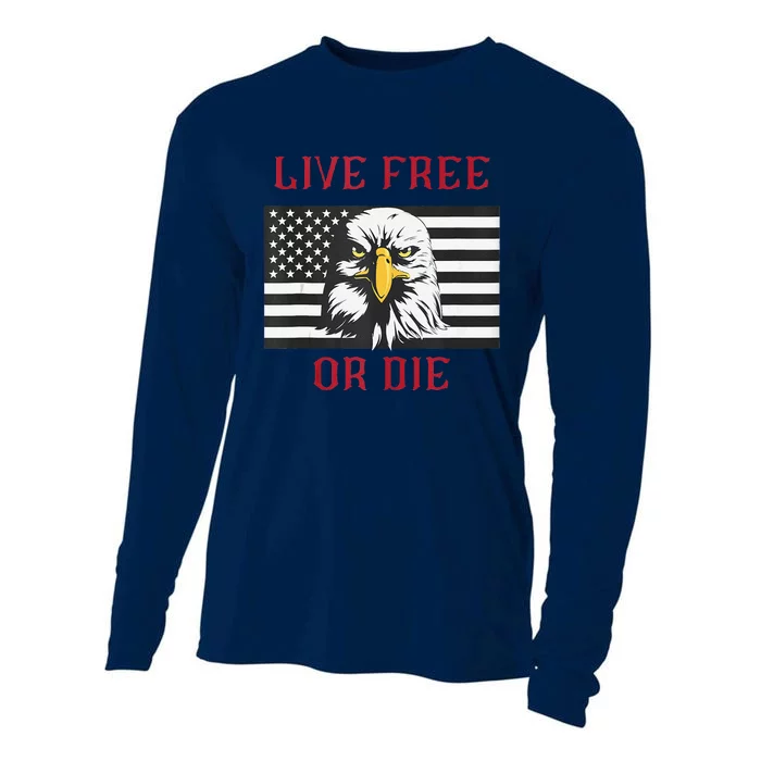 Live Free Or Die Bald Eagle American Flag Cooling Performance Long Sleeve Crew