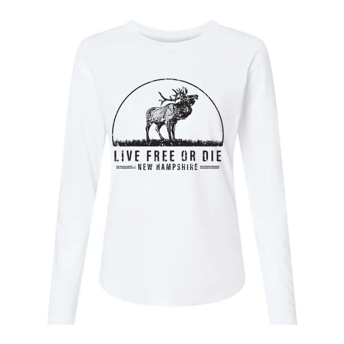 Live Free Or Die New Hampshire Nature Vintage Womens Cotton Relaxed Long Sleeve T-Shirt