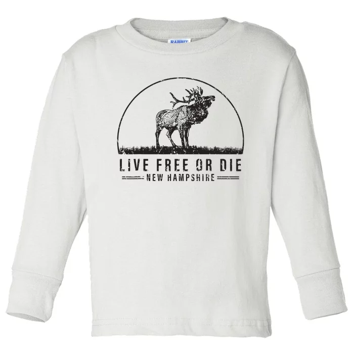 Live Free Or Die New Hampshire Nature Vintage Toddler Long Sleeve Shirt