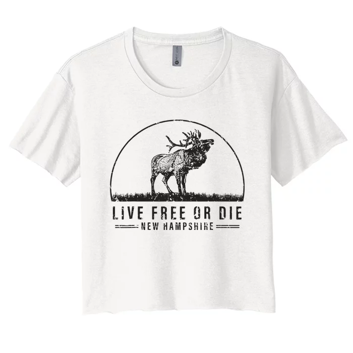 Live Free Or Die New Hampshire Nature Vintage Women's Crop Top Tee