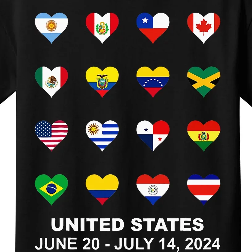 List Flag Of Countries In Copa United States Of America 2024 Kids T-Shirt