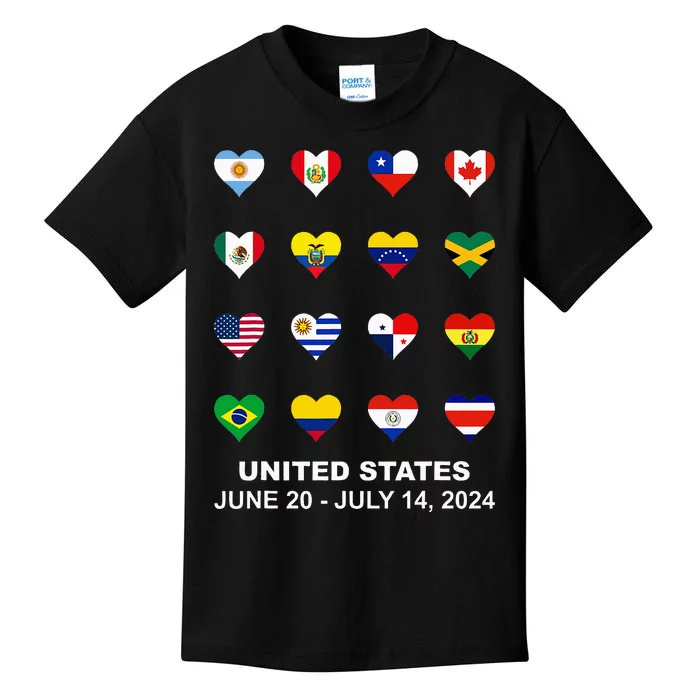 List Flag Of Countries In Copa United States Of America 2024 Kids T-Shirt