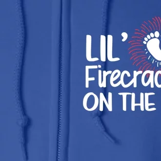 Lil Firecracker On The Way Us Feet Future Patriot Mom Gift Full Zip Hoodie