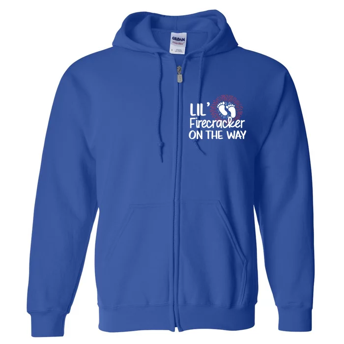 Lil Firecracker On The Way Us Feet Future Patriot Mom Gift Full Zip Hoodie