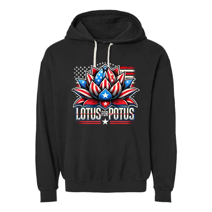 Lotus For Potus Kamala Harris 2024 President Trend Election Garment-Dyed Fleece Hoodie